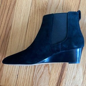 Talbots Black Suede Wedge Booties